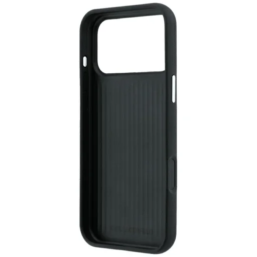 iPhone 18 Pro Max / iPhone 17 Pro Max Karl Lagerfeld Saffiano zadný kryt s motívmi hláv Karla a Choupette, nitmi a logom, čierny - 7