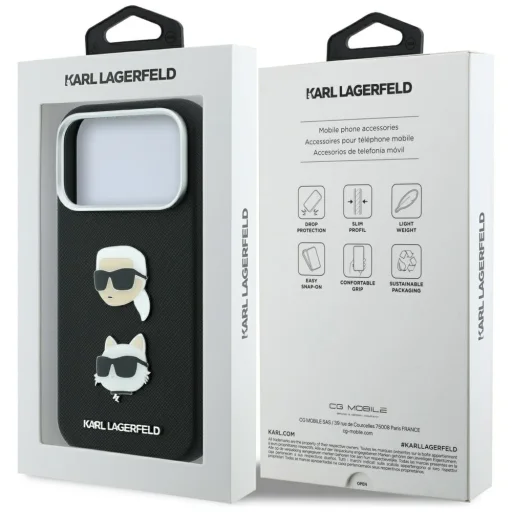iPhone 18 Pro / iPhone 17 Pro čierne puzdro Karl Lagerfeld Saffiano - 8