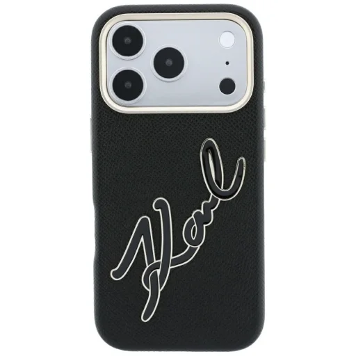 iPhone 18 Pro / iPhone 17 Pro čierny zadný kryt Karl Lagerfeld s hladkým povrchom a veľkým živicovým logom s podpisom - 3
