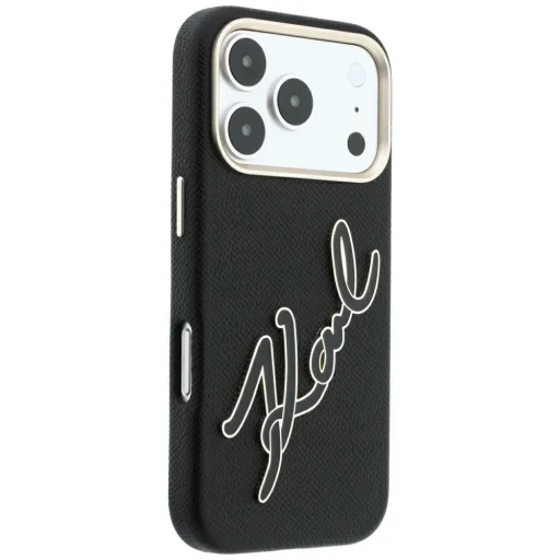 iPhone 18 Pro / iPhone 17 Pro čierny zadný kryt Karl Lagerfeld s hladkým povrchom a veľkým živicovým logom s podpisom - 4