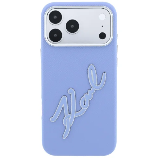 iPhone 18 Pro / 17 Pro Karl Lagerfeld pevný zadný kryt s veľkým živicovým logom podpisu, modrý - 3