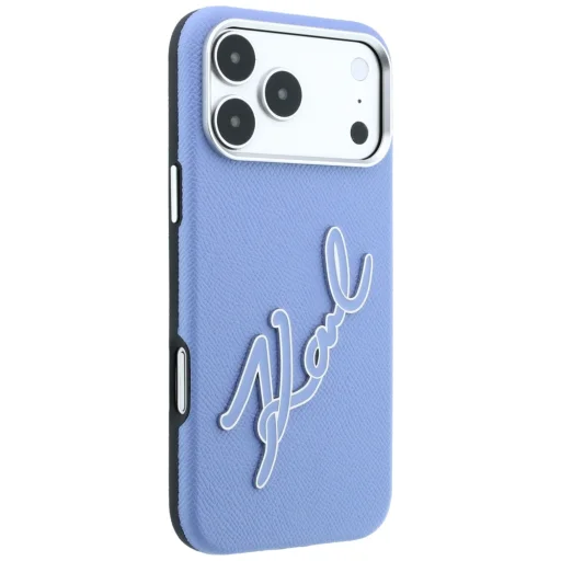 iPhone 18 Pro / 17 Pro Karl Lagerfeld pevný zadný kryt s veľkým živicovým logom podpisu, modrý - 4