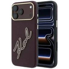 iPhone 18 Pro / 17 Pro bordový hladký kryt Karl Lagerfeld s veľkým živicovým podpisovým logom