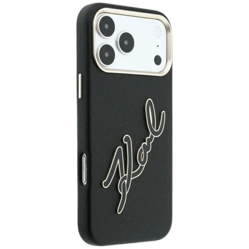 Čierny kryt Karl Lagerfeld pre iPhone 18 Pro Max / iPhone 17 Pro Max s hladkým povrchom a veľkým živicovým logom s podpisom - 4