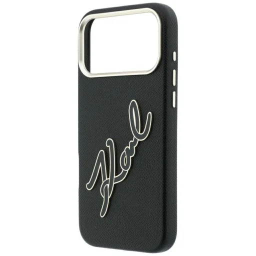 Čierny kryt Karl Lagerfeld pre iPhone 18 Pro Max / iPhone 17 Pro Max s hladkým povrchom a veľkým živicovým logom s podpisom - 6