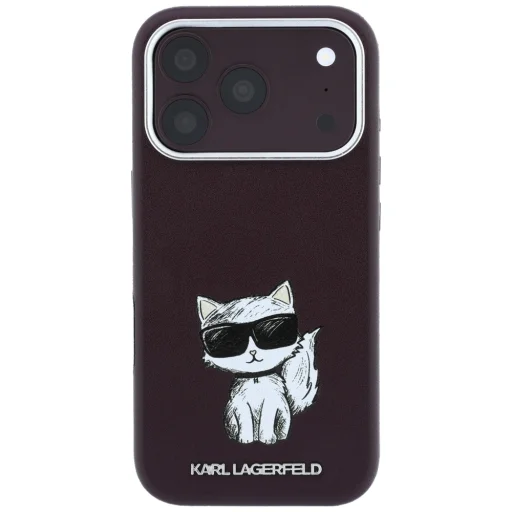 iPhone 18 Pro Max / 17 Pro Max Karl Lagerfeld Smooth Choupette Sketch MagSafe puzdro, bordové - 3