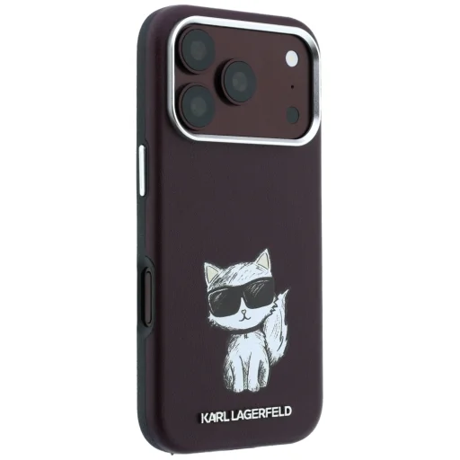 iPhone 18 Pro Max / 17 Pro Max Karl Lagerfeld Smooth Choupette Sketch MagSafe puzdro, bordové - 4
