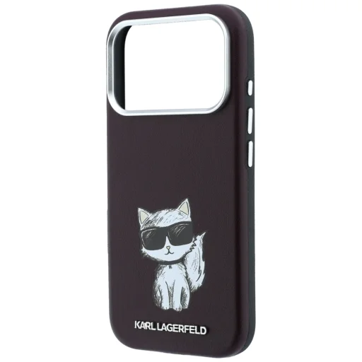 iPhone 18 Pro Max / 17 Pro Max Karl Lagerfeld Smooth Choupette Sketch MagSafe puzdro, bordové - 6