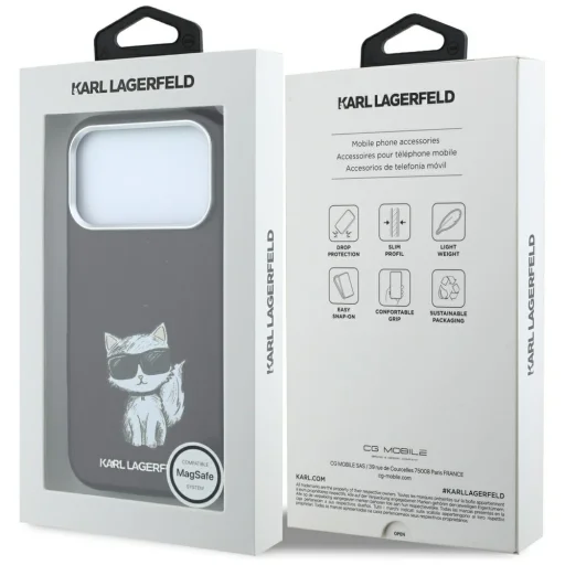 iPhone 18 Pro Max / 17 Pro Max Karl Lagerfeld Smooth Choupette Sketch MagSafe puzdro, bordové - 8