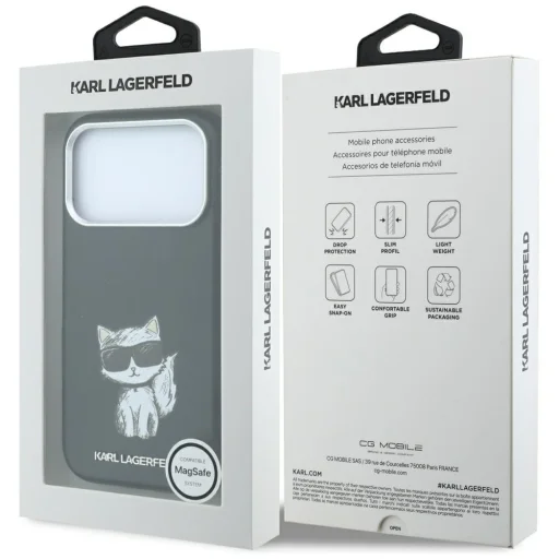 iPhone 18 Pro Max / 17 Pro Max čierne puzdro Karl Lagerfeld Smooth Choupette Sketch MagSafe - 8