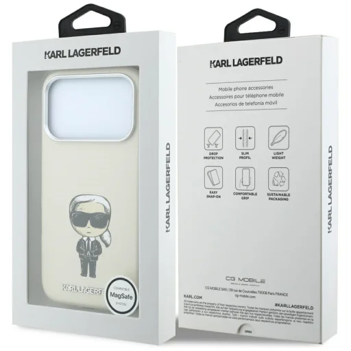 iPhone 18 Pro Max / iPhone 17 Pro Max béžový Karl Lagerfeld Smooth Ikonik Sketch MagSafe kryt - 8