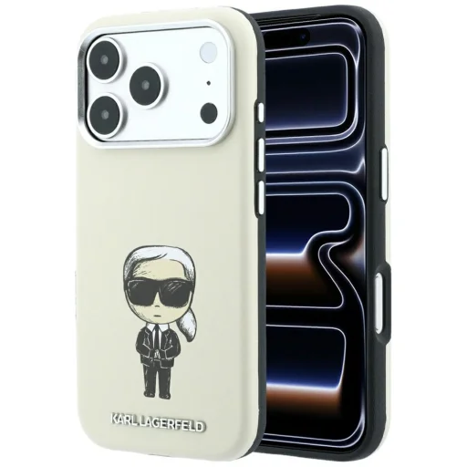 iPhone 18 Pro Max / iPhone 17 Pro Max béžový Karl Lagerfeld Smooth Ikonik Sketch MagSafe kryt - 1