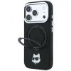 iPhone 18 Pro / 17 Pro čierny Karl Lagerfeld zadný kryt s hlavou Choupette MagSafe s prstencovým stojanom otočným o 360° thumbnail