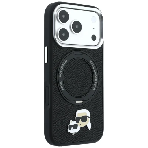 iPhone 18 Pro / 17 Pro čierny Karl Lagerfeld Ring Stand 360 Karl & Choupette Heads Pin MagSafe zadný kryt - 4