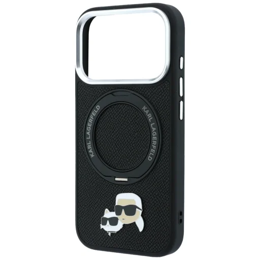 iPhone 18 Pro / 17 Pro čierny Karl Lagerfeld Ring Stand 360 Karl & Choupette Heads Pin MagSafe zadný kryt - 6