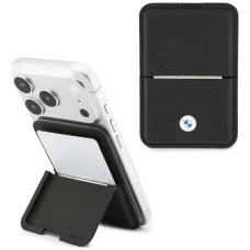 Magnetická peňaženka na karty BMW Carbon Metal Logos MagSafe, čierna