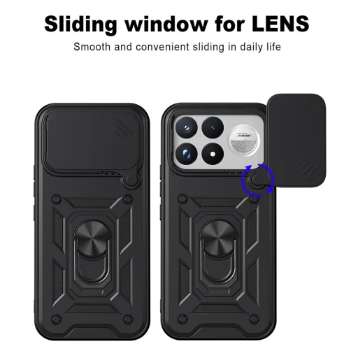  Xiaomi Poco F9 Ultra kék Techsuit CamShield védőtok gyűrűs állvánnyal - 2