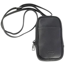 Audi A6 Synthetic Leather D2 univerzálne koženkové puzdro na telefón, čierne