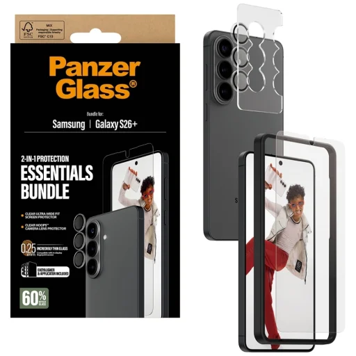 Samsung Galaxy S26+ hnedá sada PanzerGlass Hoops 2 v 1 na ochranu displeja a fotoaparátu, s ultraširokým prispôsobením - 4