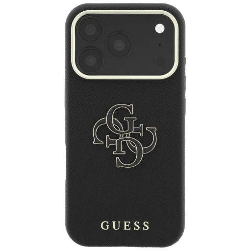 Čierne puzdro Guess so zrnitou textúrou a veľkým živicovým logom pre iPhone 18 Pro Max a iPhone 17 Pro Max - 3