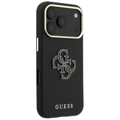 Čierne puzdro Guess so zrnitou textúrou a veľkým živicovým logom pre iPhone 18 Pro Max a iPhone 17 Pro Max - 4