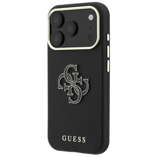 Čierne puzdro Guess so zrnitou textúrou a veľkým živicovým logom pre iPhone 18 Pro Max a iPhone 17 Pro Max - 2