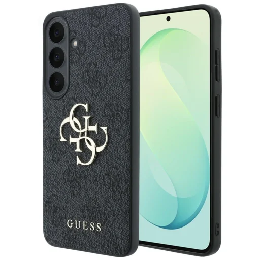 Samsung Galaxy S26 FE čierny Guess 4G kožený pevný kryt s kovovým logom - 1
