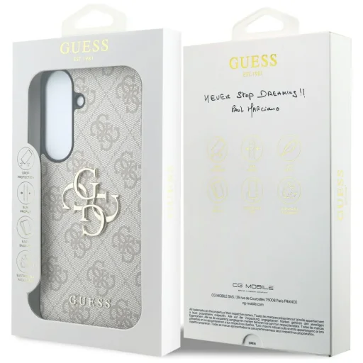 Ružové kožené puzdro Guess 4G s kovovým logom pre Samsung Galaxy S26 FE - 8