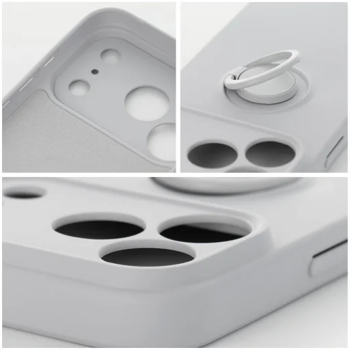 iPhone 18 Pro / iPhone 17 Pro strieborný silikónový kryt s vyklápacím krúžkom - 5