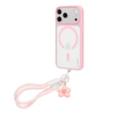 iPhone 18 Pro Max a iPhone 17 Pro Max OBAL:ME MagNetix Wrist Blossom priehľadné puzdro s pútkom na zápästie