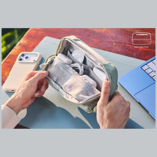UNIQ Denver Tech Kit Pouch 2.5 L zöld elektronikai rendszerező táska - 5