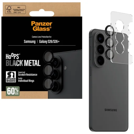  Samsung Galaxy S26 és S26+ fekete PanzerGlass Hoops edzett üveg kameralencse-védő gyűrűk - 4