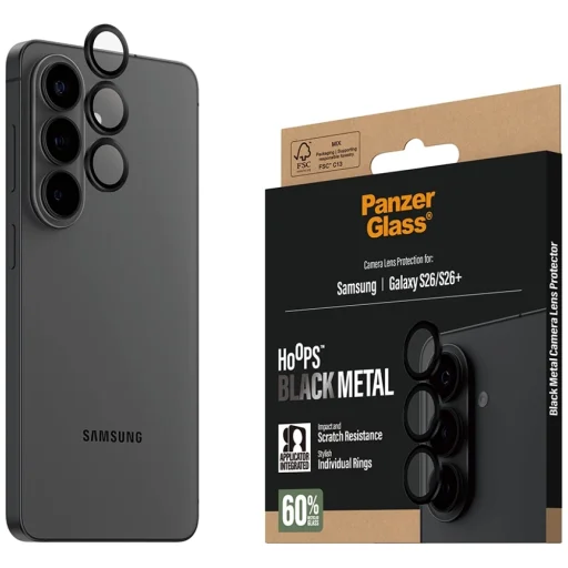  Samsung Galaxy S26 és S26+ fekete PanzerGlass Hoops edzett üveg kameralencse-védő gyűrűk - 5
