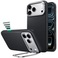 iPhone 17 Pro / 18 Pro ESR kožené puzdro so stojanom, kompatibilné s MagSafe, čierne