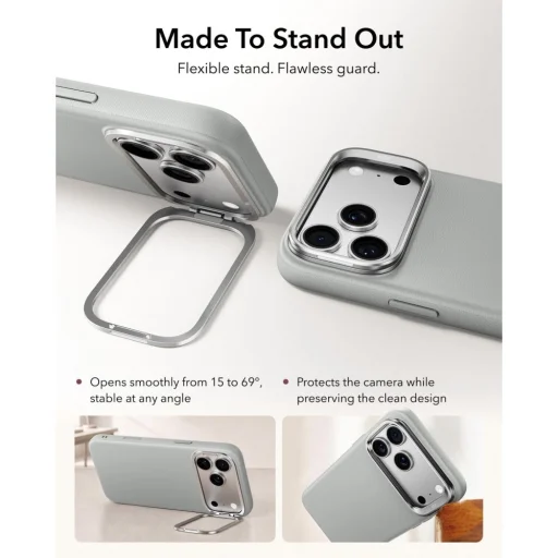 Sivé puzdro ESR Atelier Kickstand MagSafe pre Apple iPhone 17 Pro / 18 Pro - 4