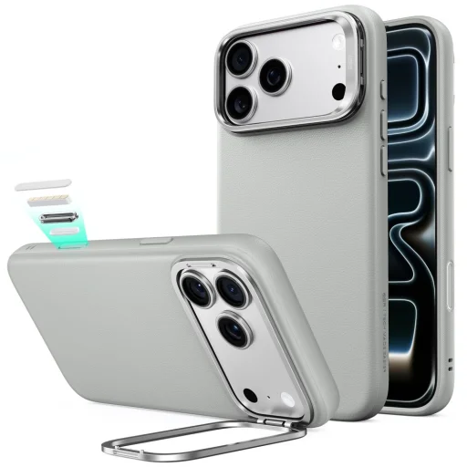 Sivé puzdro ESR Atelier Kickstand MagSafe pre Apple iPhone 17 Pro / 18 Pro - 1