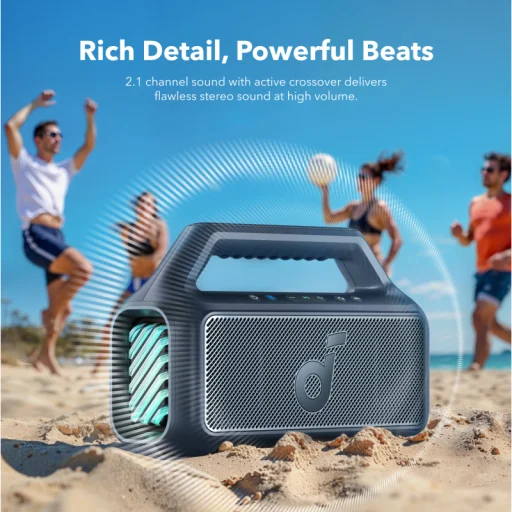 Anker SoundCore Boom 2 Nová verzia modrý Bluetooth reproduktor, 80 W, TWS, RGB (A3138032) - 5