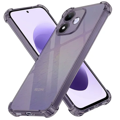 Xiaomi Redmi Note 17 4G / Redmi Note 17 5G nárazuvzdorné silikónové puzdro – Techsuit, priehľadné dymovo čierne - 1