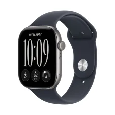 Apple Watch S12 GPS 46 mm s vesmírne sivým hliníkovým puzdrom a tmavomodrým športovým remienkom – M/L (mjej4mp/a)