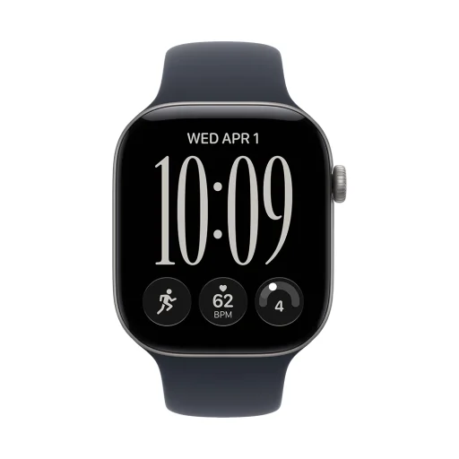 Apple Watch S12 GPS 46 mm s vesmírne sivým hliníkovým puzdrom a tmavomodrým športovým remienkom – M/L (mjej4mp/a) - 3