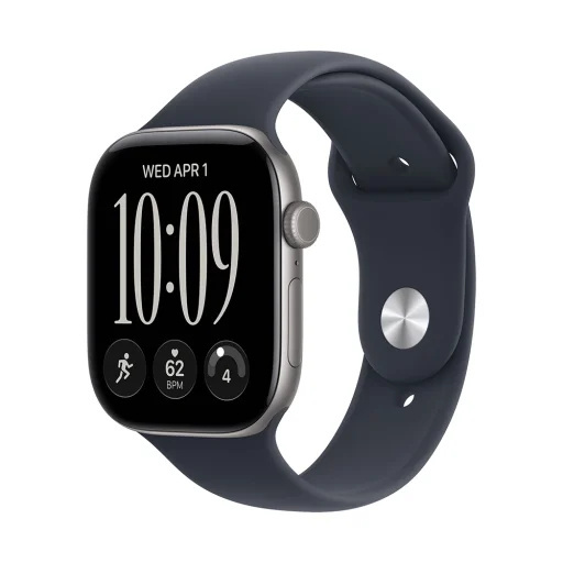 Apple Watch S12 GPS 46 mm s vesmírne sivým hliníkovým puzdrom a tmavomodrým športovým remienkom – M/L (mjej4mp/a) - 1