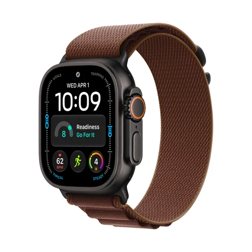 Apple Watch Ultra 4 Cellular 49 mm s čiernym titánovým puzdrom a bordovým alpským remienkom – L (mjc24qh/a) - 1
