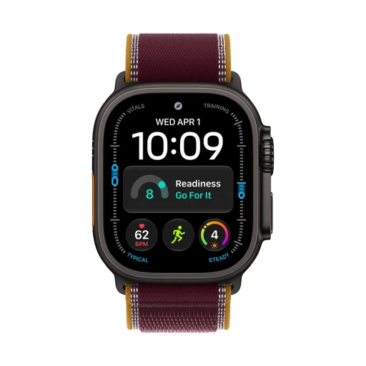 Apple Watch Ultra 4 Cellular 49 mm s čiernym titánovým puzdrom a bordovým remienkom Trail Loop – M/L (mjc44qh/a) - 3