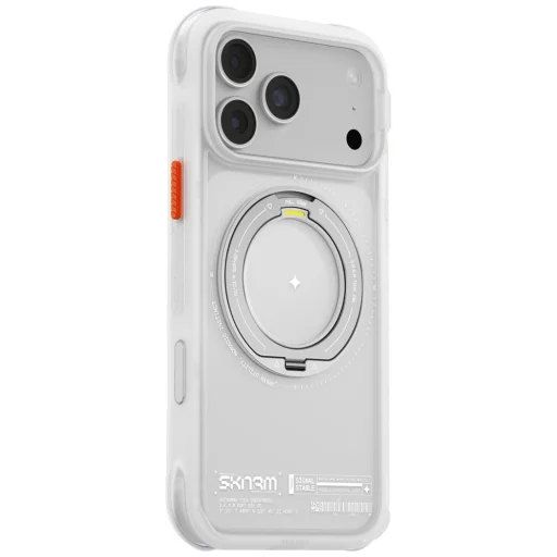 iPhone 18 Pro Max / 17 Pro Max biele puzdro SKINARMA Atlas MagSafe s 360° otočným stojanom - 2