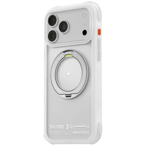 iPhone 18 Pro Max / 17 Pro Max biele puzdro SKINARMA Atlas MagSafe s 360° otočným stojanom - 3