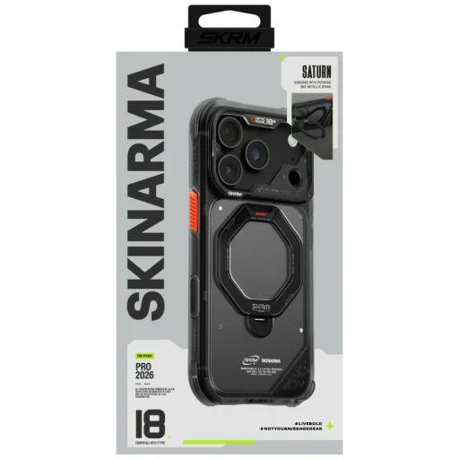 iPhone 18 Pro / iPhone 17 Pro SKINARMA Saturn MagSafe puzdro s otočným stojanom, čierne - 7