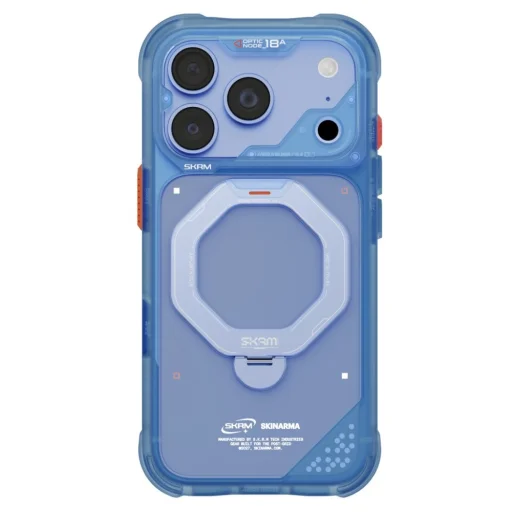 iPhone 18 Pro / 17 Pro SKINARMA Saturn MagSafe puzdro s otočným stojanom, modré - 1