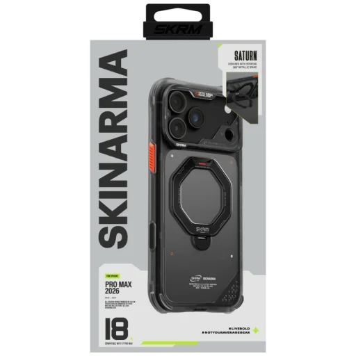 Čierne puzdro SKINARMA Saturn MagSafe pre iPhone 18 Pro Max / iPhone 17 Pro Max s otočným stojanom - 7