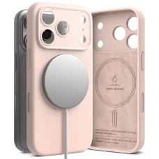 Apple iPhone 18 Pro pieskovo ružový silikónový kryt Ringke kompatibilný s MagSafe