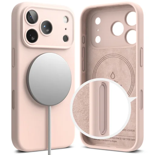 Apple iPhone 18 Pro pieskovo ružový silikónový kryt Ringke kompatibilný s MagSafe - 2